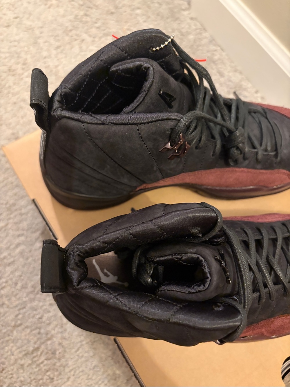 Air Jordan 12 Retro 'A Ma Maniére' Women’s Sneakers - Black & Burgundy - Picture 6 of 7